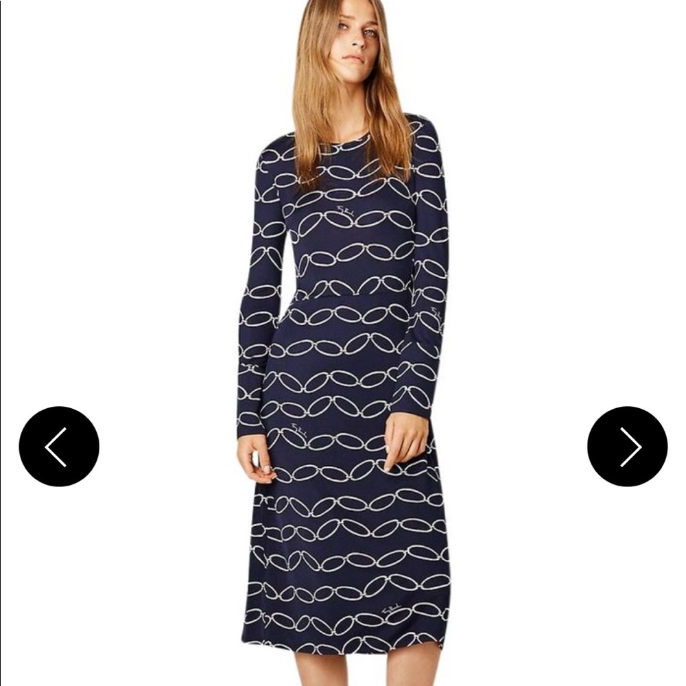 Tory Burch Giovanna Navy Elliptical Link Dress